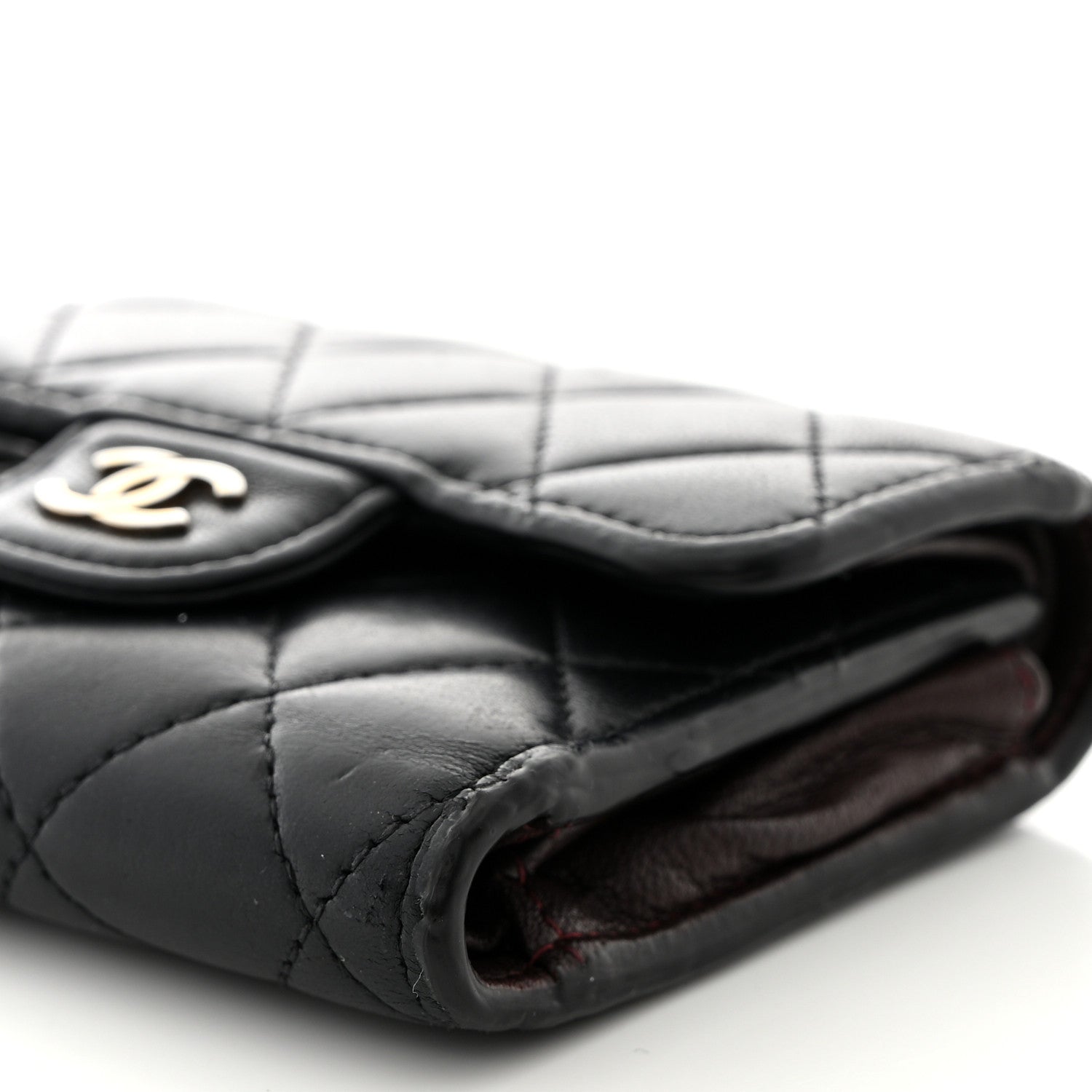 Chanel Lambskin Quilted Compact Flap Wallet Black 10 of 13