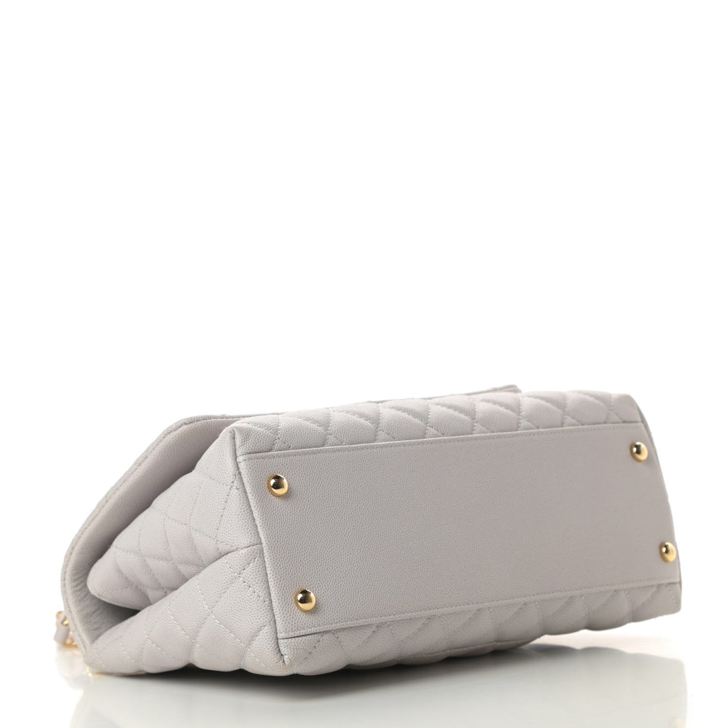 Caviar Quilted Small Coco Handle Flap Light Grey