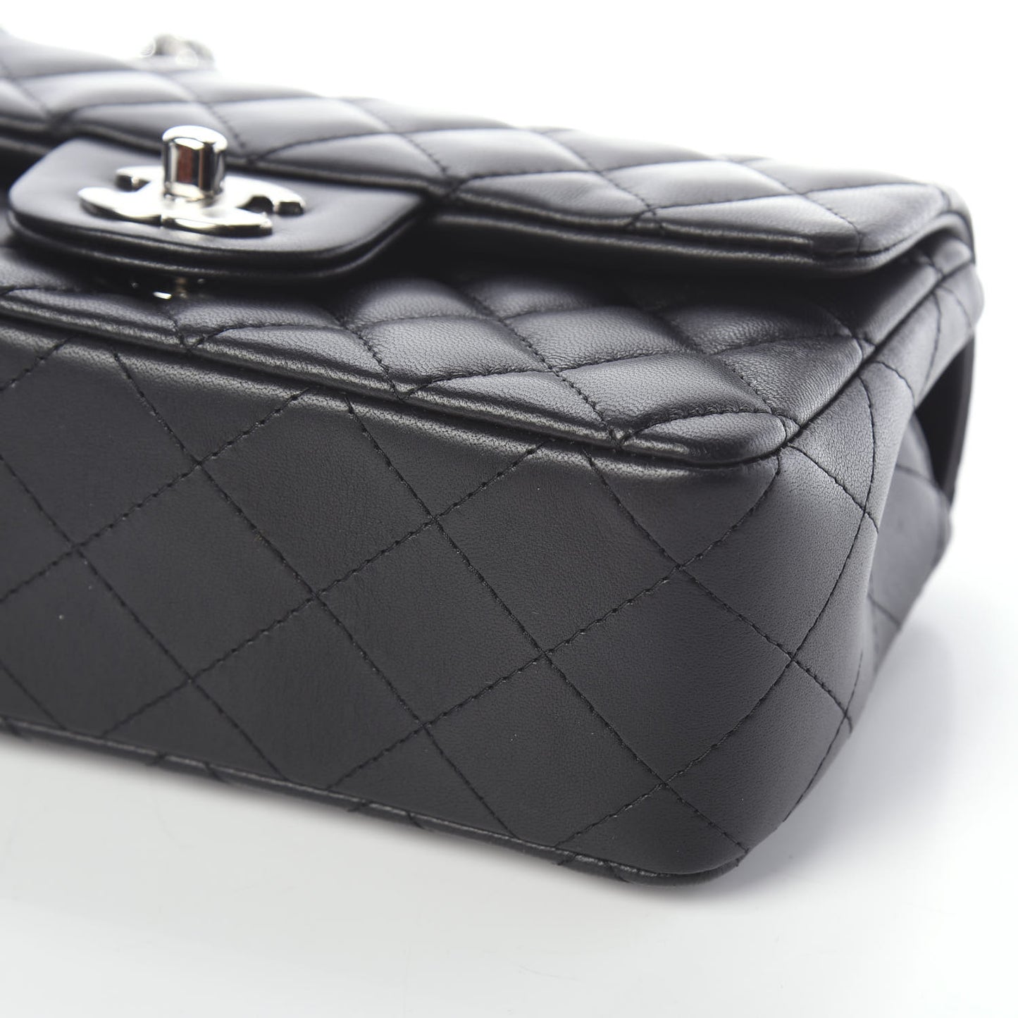Lambskin Quilted Mini Rectangular Flap Black