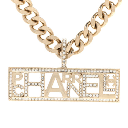 Chanel x Pharrell Williams Crystal Logo Necklace Gold 4 of 6