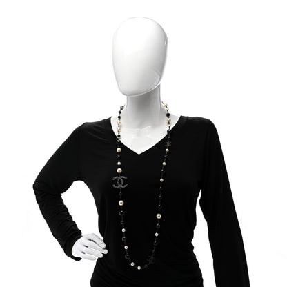 Chanel Pearl Beaded CC Long Necklace Black 2 of 4