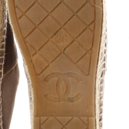 Chanel Velvet Logo Espadrilles 36 Beige Black 7 of 10