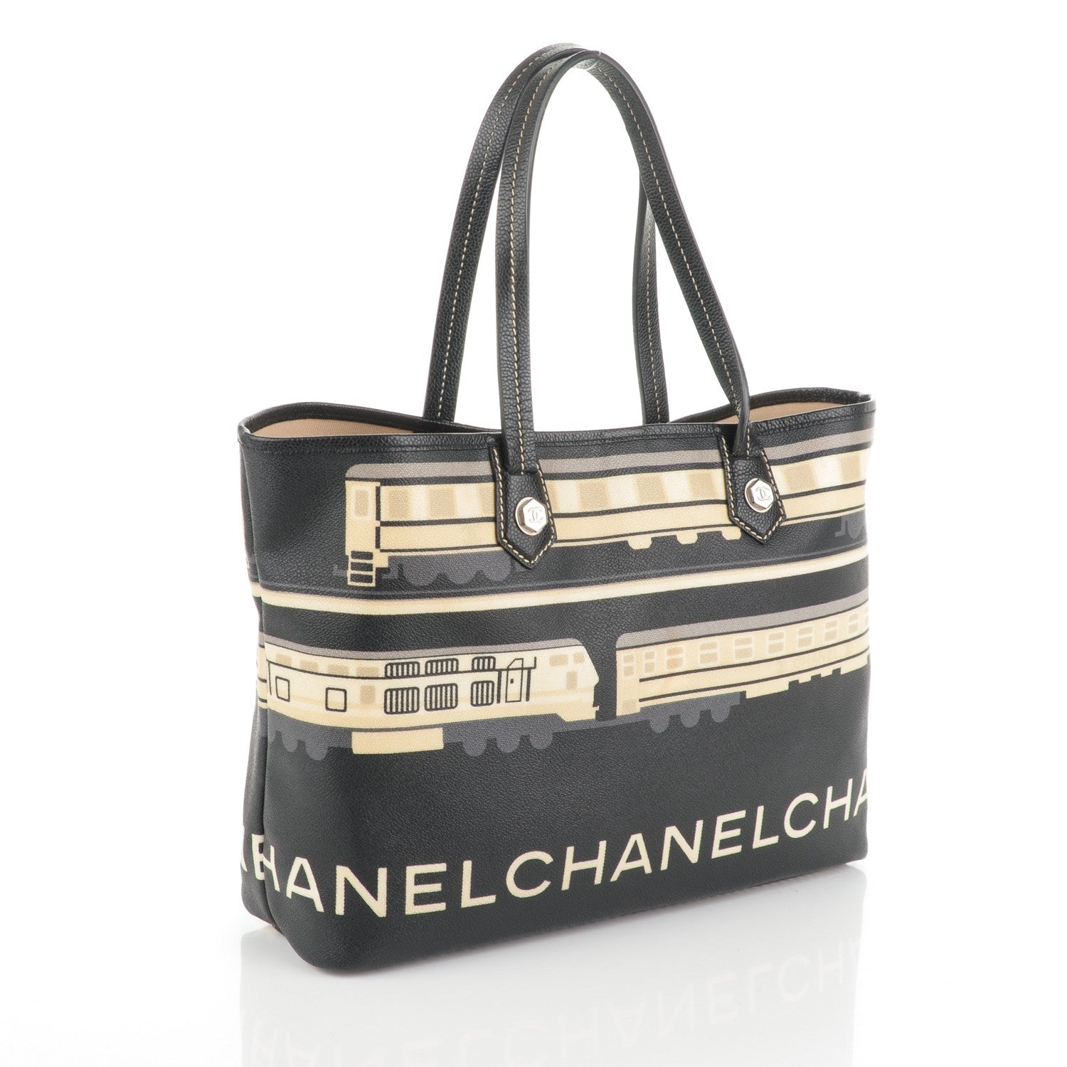 Chanel Coated Canvas Le Train Tote Black 3 of 7