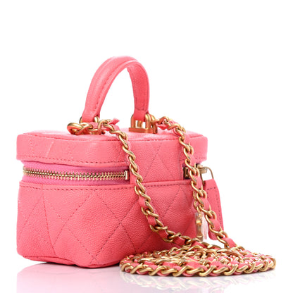 Chanel Caviar Quilted Mini Top Handle Vanity With Chain Pink 2 of 8