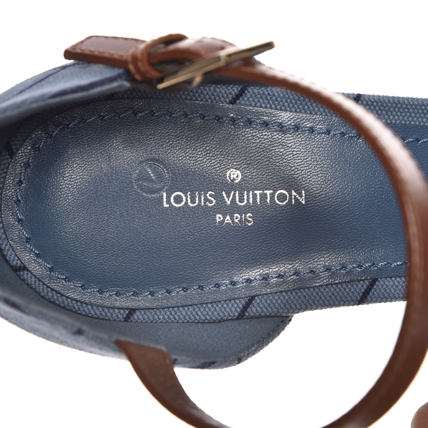 Louis Vuitton Denim Malletage Blossom Wedge Sandal 38.5 7 of 8
