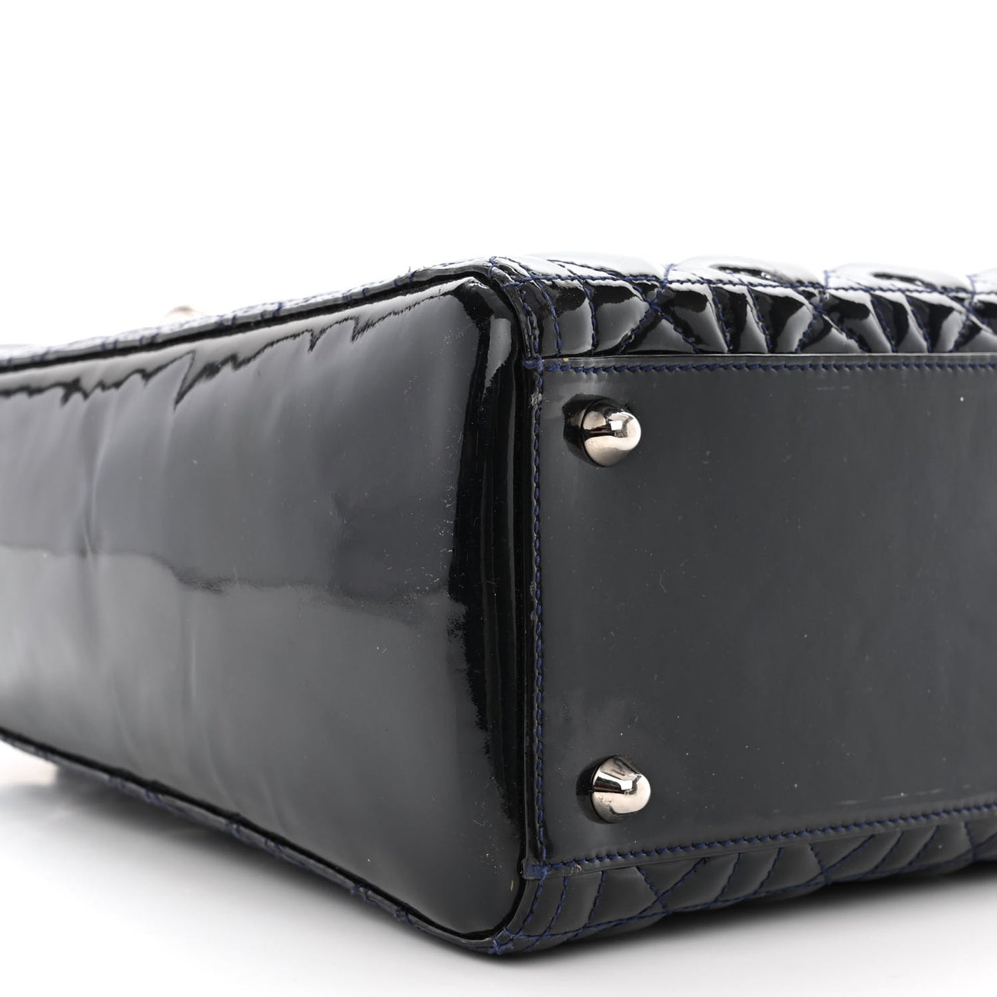 Patent Cannage Large Lady Dior Navy Blue