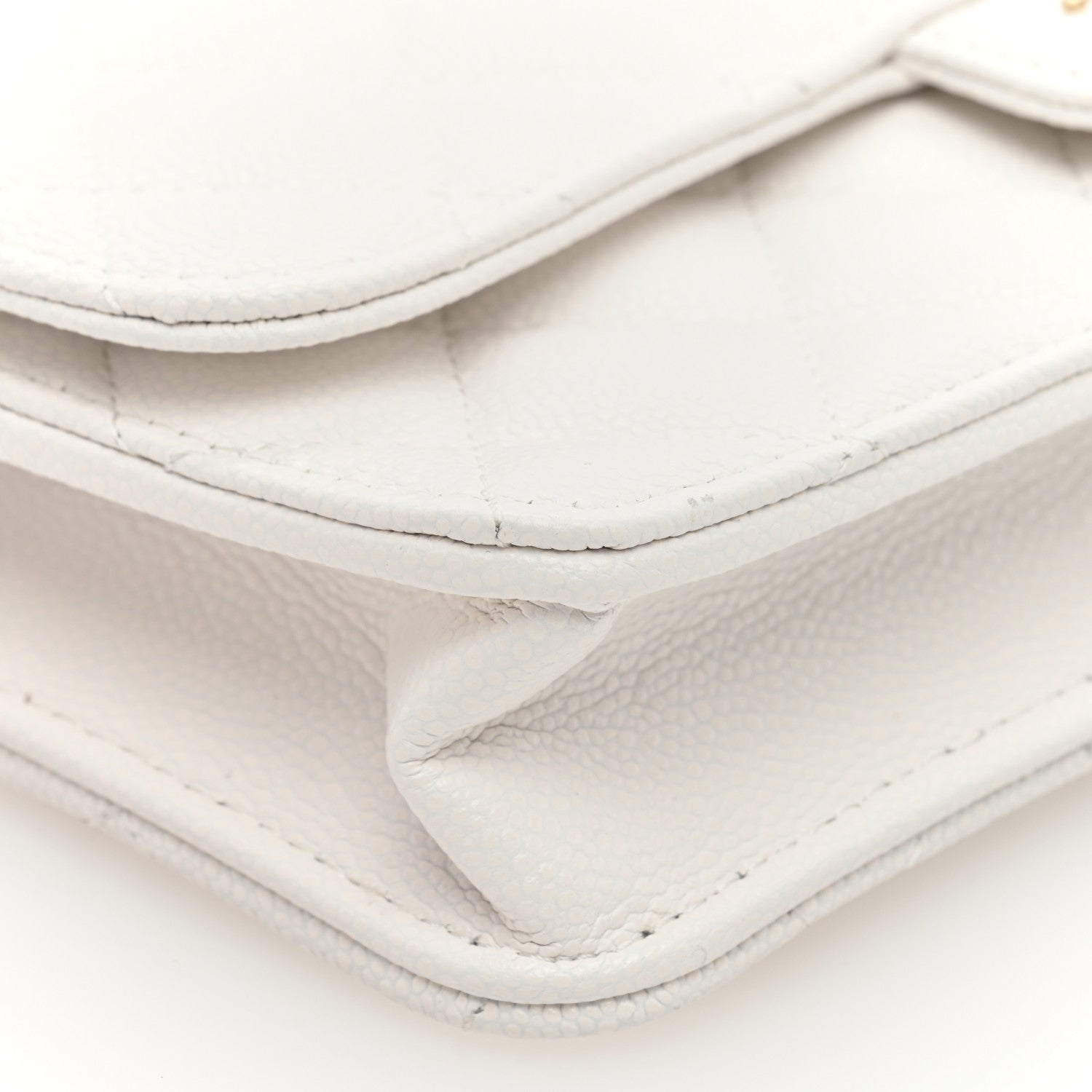 Chanel Caviar Quilted Flap Phone Holder With Chain White 9 of 10