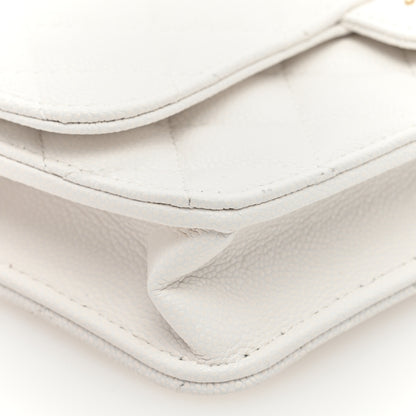 Chanel Caviar Quilted Flap Phone Holder With Chain White 9 of 10