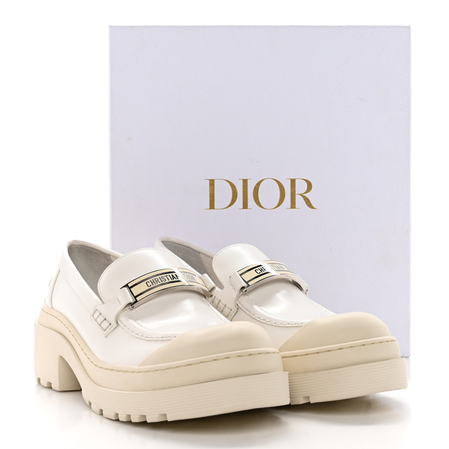Christian Dior Brushed Calfskin Dior Code Lug Sole Platform 35mm Loafers 41 White 10 of 10