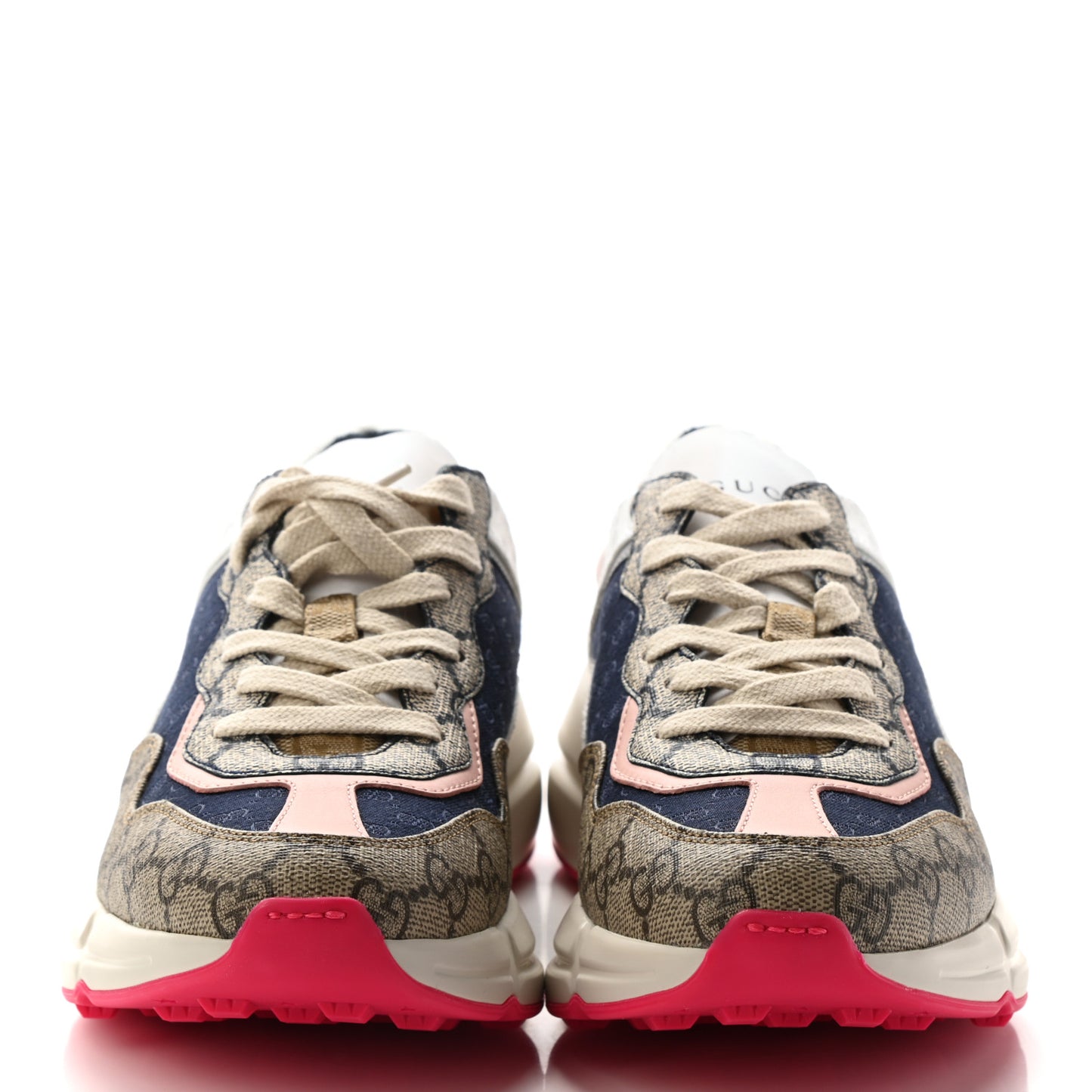 GG Supreme Monogram Mix Monogram Womens Rhyton Sneakers 36 London Blue Beige Pale Pink