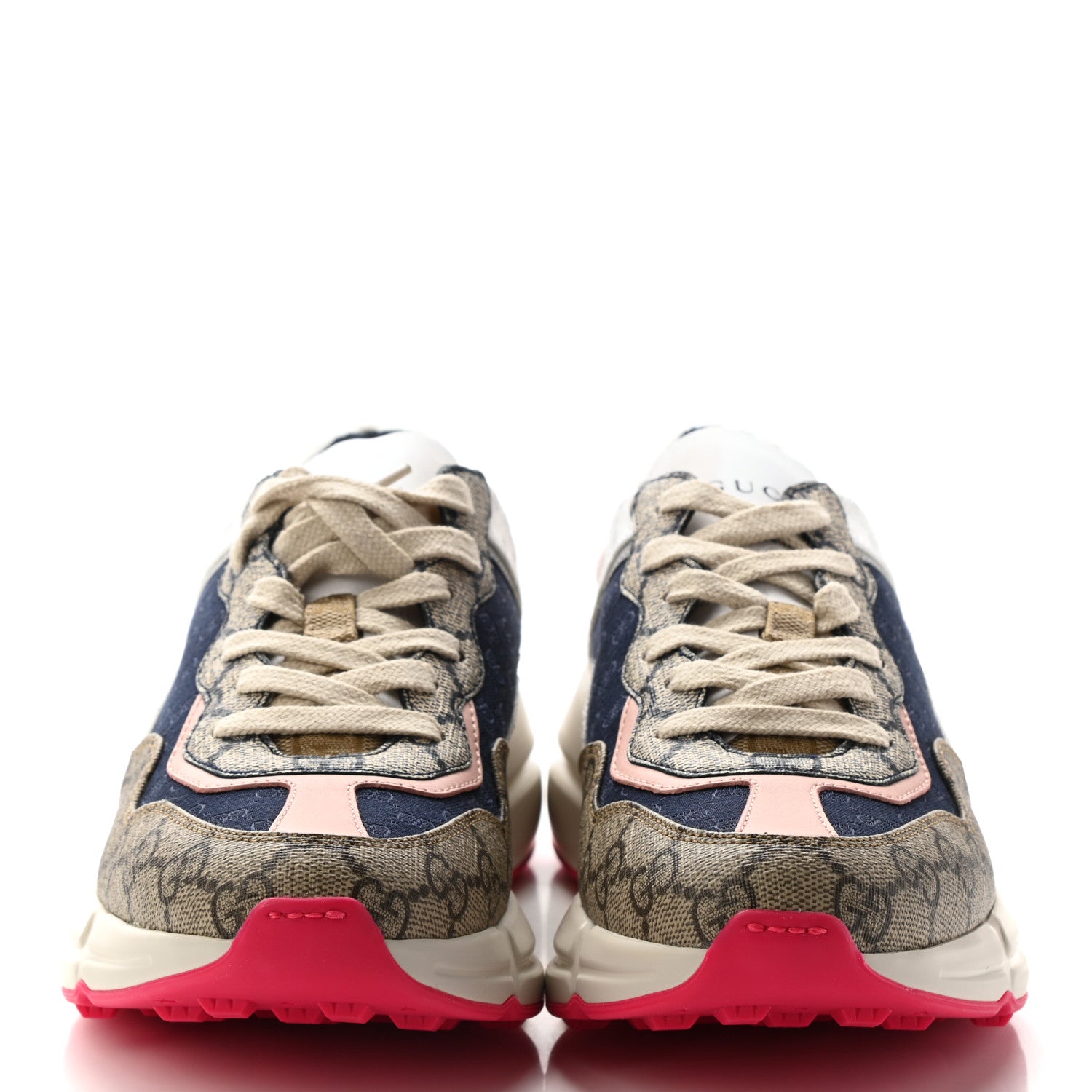Gucci GG Supreme Monogram Mix Monogram Womens Rhyton Sneakers 36 London Blue Beige Pale Pink 2 of 7