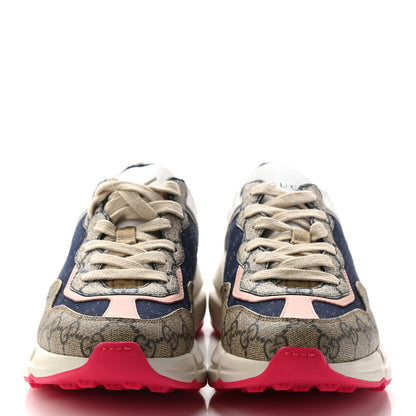 Gucci GG Supreme Monogram Mix Monogram Womens Rhyton Sneakers 36 London Blue Beige Pale Pink 2 of 7