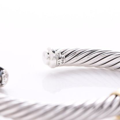 David Yurman Sterling Silver 18K Yellow Gold Diamond 7mm Cable Classics Bracelet 5 of 5