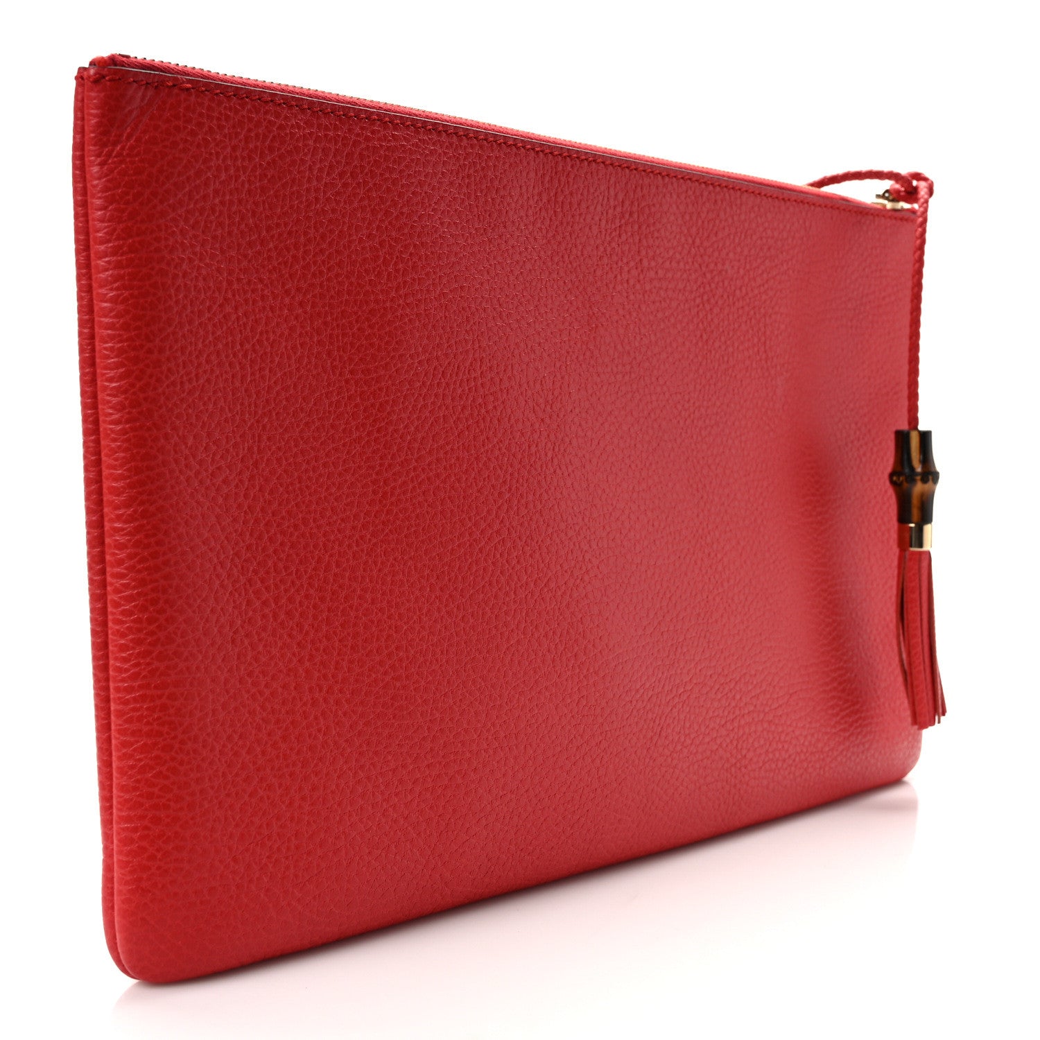 Gucci Calfskin Large Bamboo Clutch Red 3 of 7