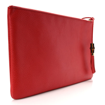 Gucci Calfskin Large Bamboo Clutch Red 3 of 7
