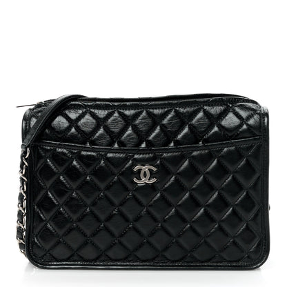 Chanel Aged Calfskin Quilted Large Working Vibe Camera Case Black 1 of 10