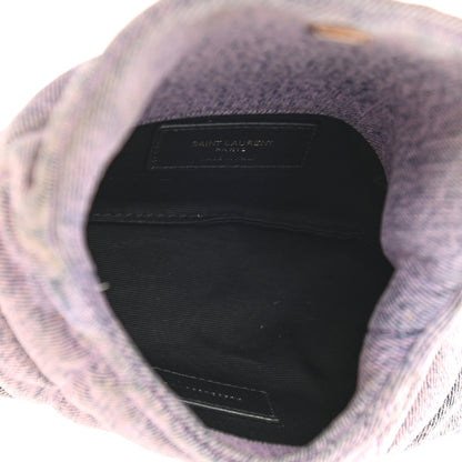 Saint Laurent Denim Quilted Loulou Puffer Monogram Pouch Clutch Bleached Lilac 6 of 11