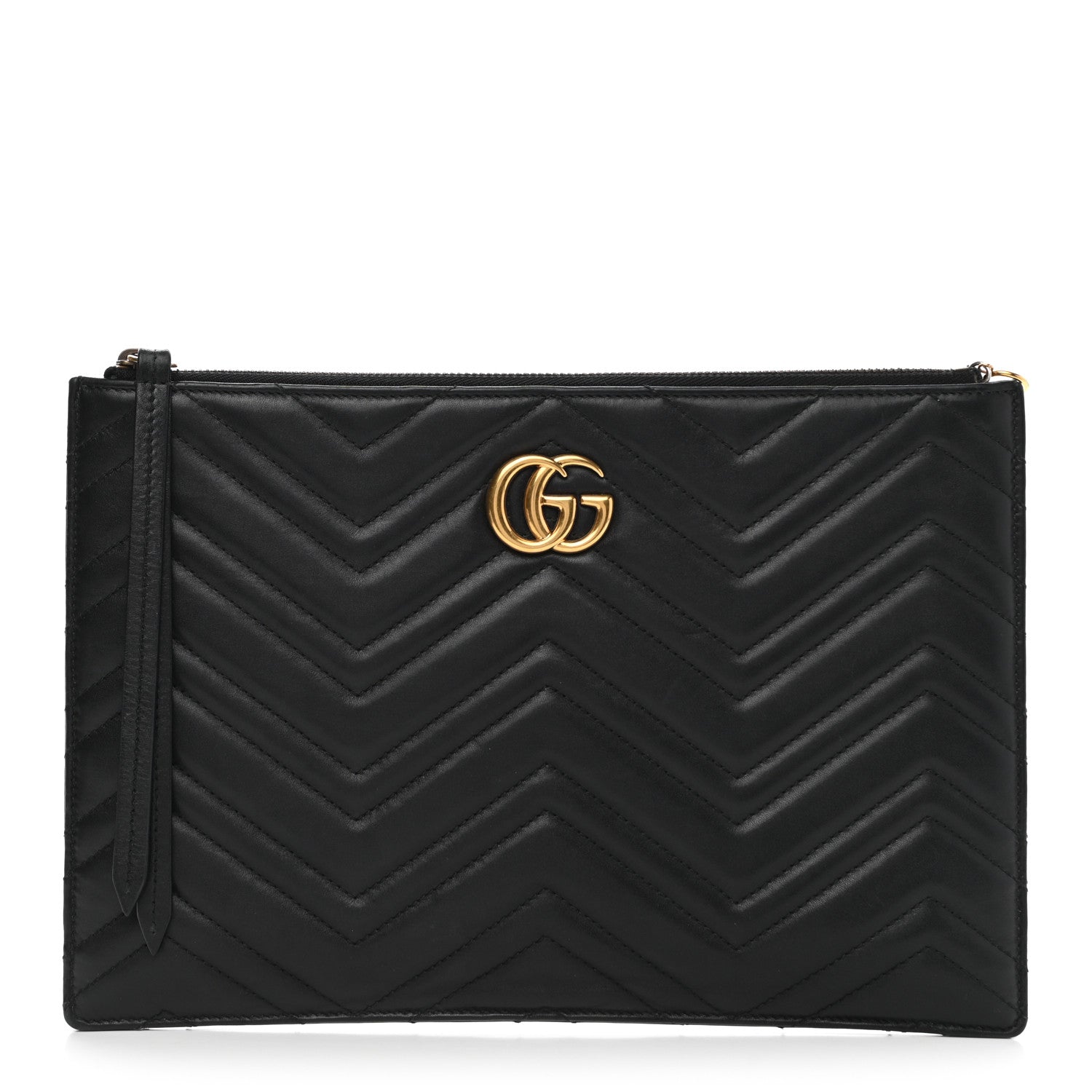 Gucci Calfskin Matelasse Large GG Marmont Zip Pouch Black 1 of 11