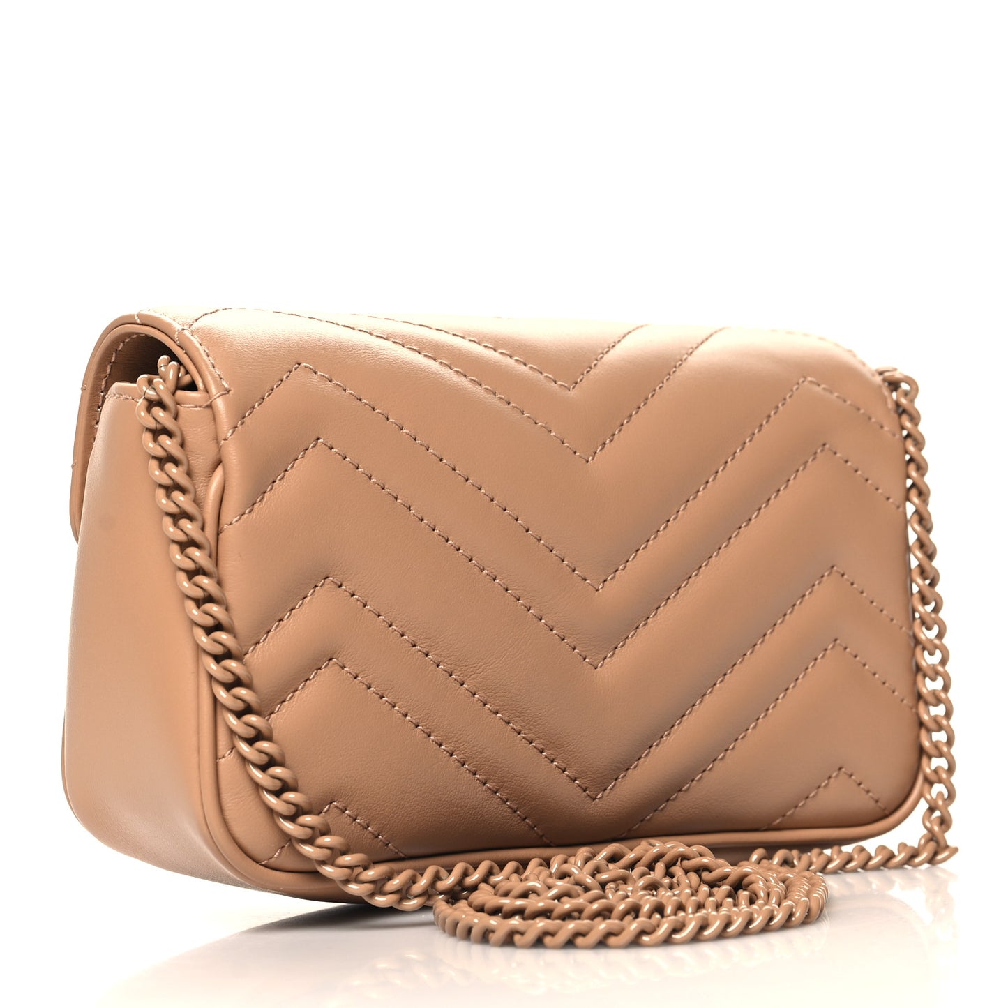 Calfskin Matelasse Monochrome Super Mini GG Marmont Shoulder Bag Camelia