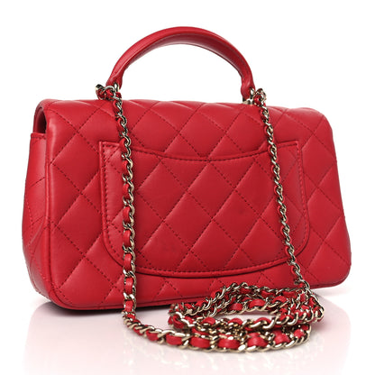 Chanel Lambskin Quilted Mini Top Handle Rectangular Flap Red 3 of 11