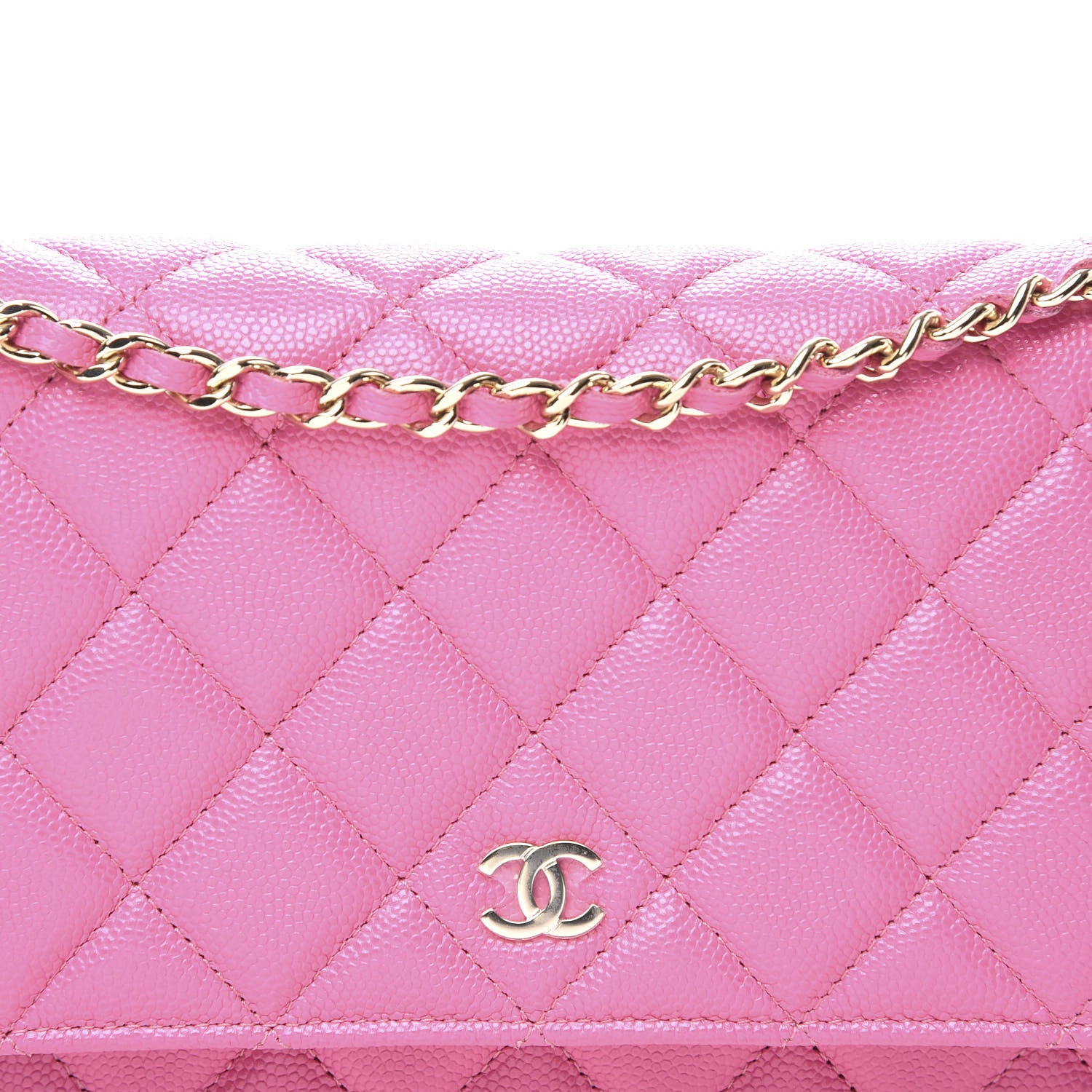 Chanel Caviar Quilted Wallet on Chain WOC Pink 10 of 11
