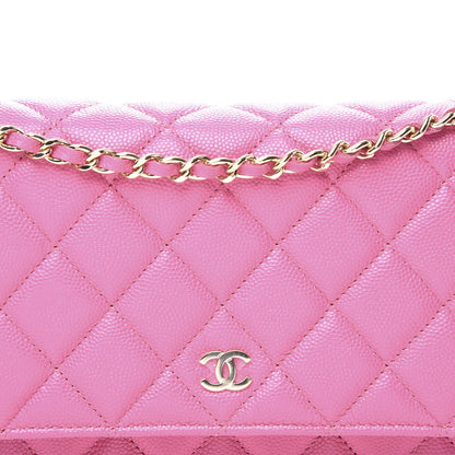 Chanel Caviar Quilted Wallet on Chain WOC Pink 10 of 11