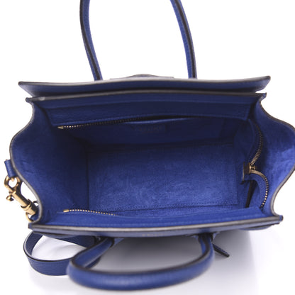 Celine Drummed Calfskin Nano Luggage Indigo 5 of 11