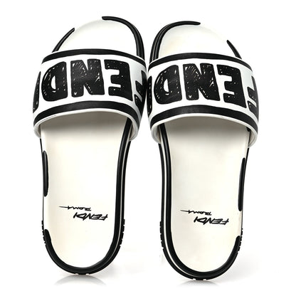 Fendi X JOSHUA VIDES Roma Calfskin Fussbetts Slide Sandals 37 Snow White Black 2 of 13