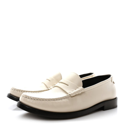 Saint Laurent Calfskin Penny Loafers 37 Pearl 4 of 10