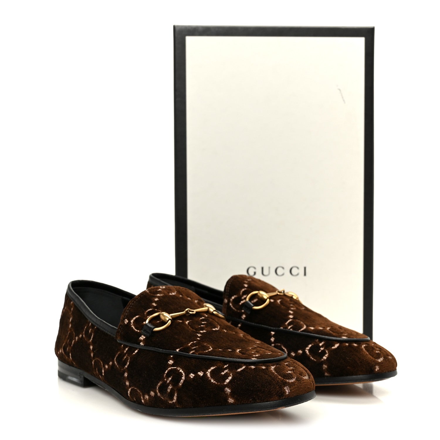 Gucci Velvet GG Monogram Horsebit Womens Jordaan Loafers 40 Brown Black 10 of 10