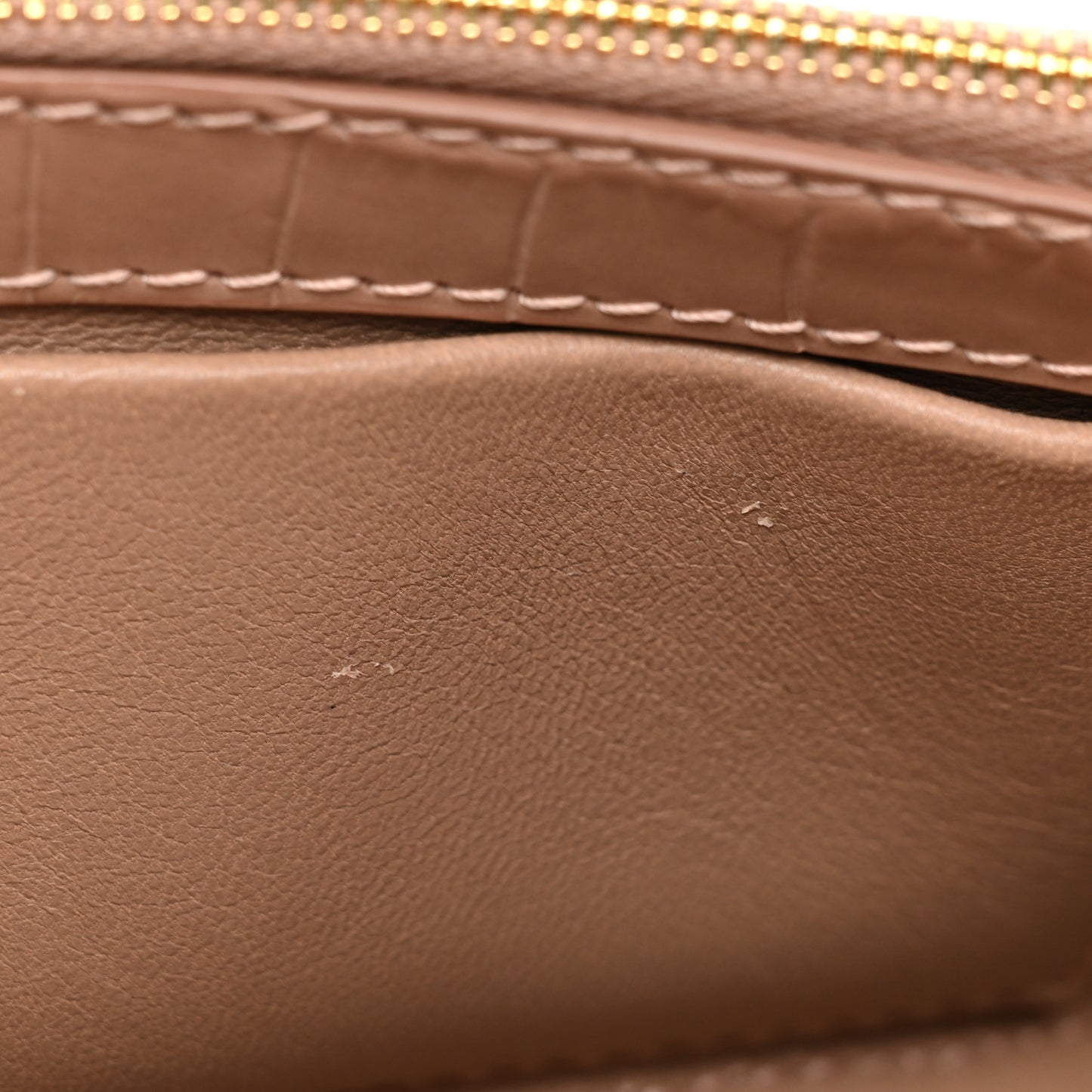 Shiny Calfskin Crocodile Embossed Hourglass Chain Bag Nude Beige