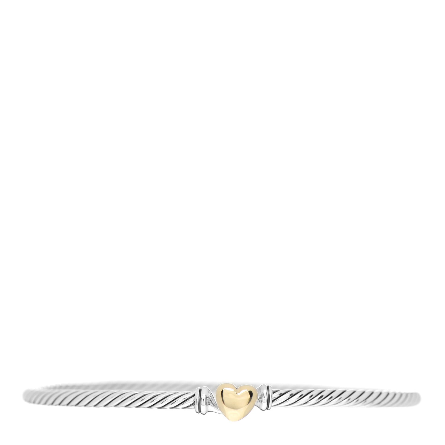 Sterling Silver 18K Yellow Gold 3mm Cable Collectibles Heart Bracelet