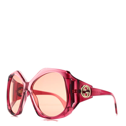 Gucci Acetate Round Sunglasses GG0875S Burgundy Orange 1 of 8