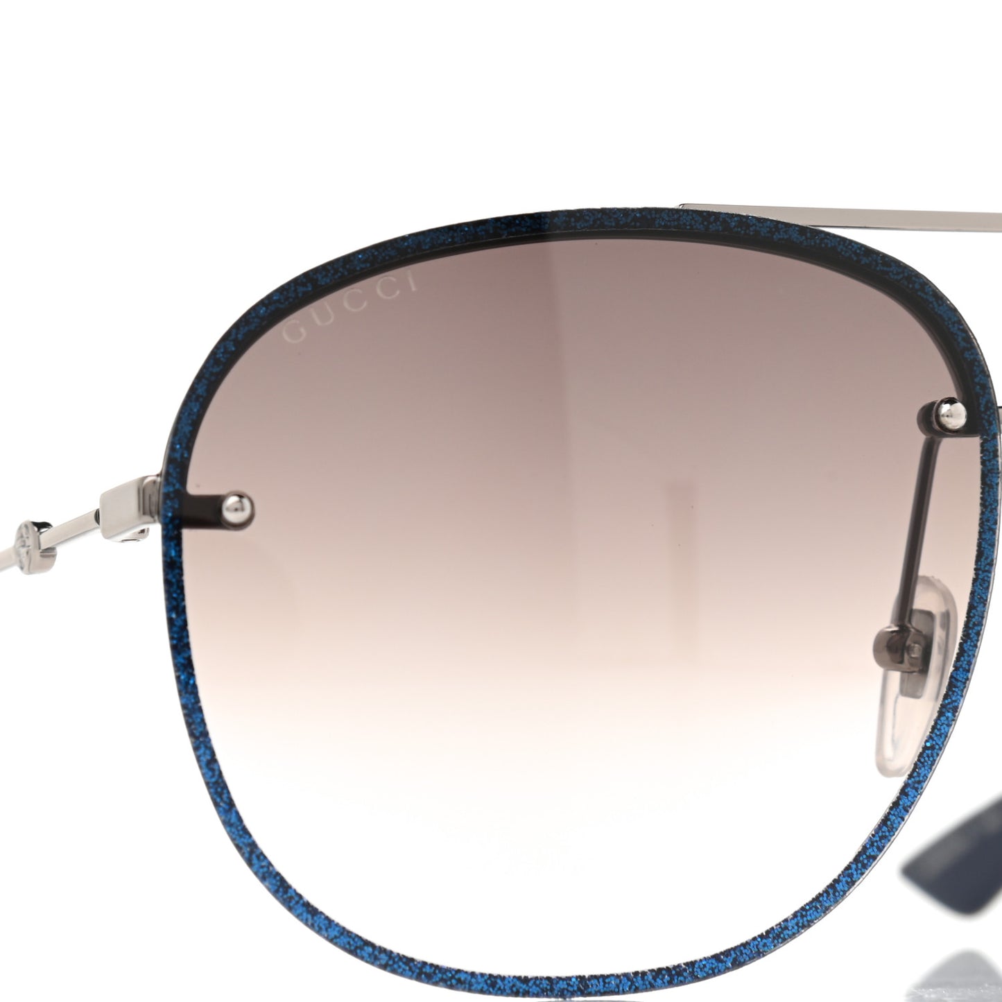 Metal Glitter Aviator Sunglasses G0227S Blue Silver