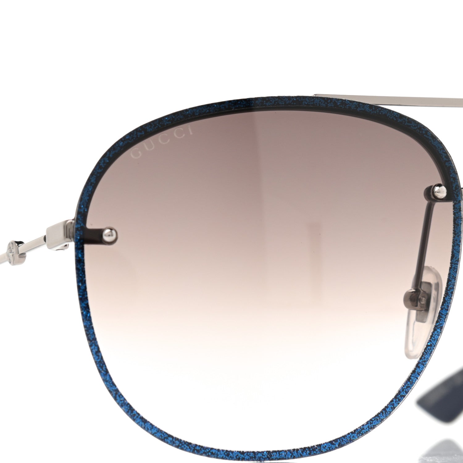 Gucci Metal Glitter Aviator Sunglasses G0227S Blue Silver 5 of 7