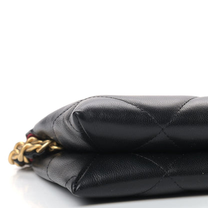 Chanel Shiny Goatskin Quilted Small Chanel 19 Pouch With Handle Black 8 of 9