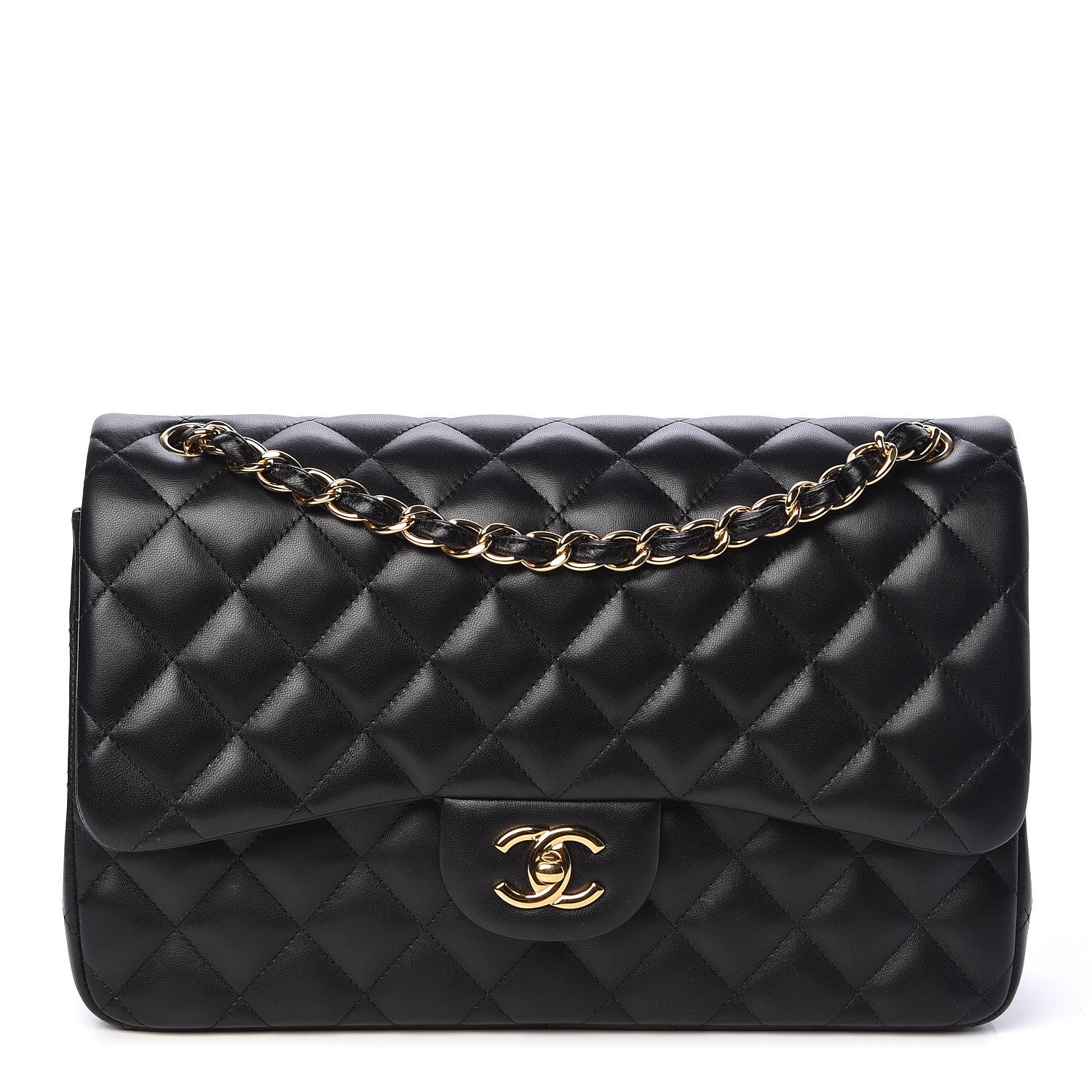 Chanel Lambskin Quilted Jumbo Double Flap Black 2 of 14