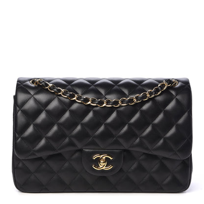 Chanel Lambskin Quilted Jumbo Double Flap Black 2 of 14