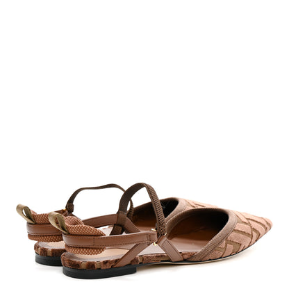 Fendi Tessuto Velluto FF Tapestry Colibri Lite Slingback Ballerina Flats 36.5 Chocolate Gianduia Cioccolato 5 of 11