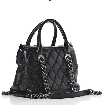 Chanel Shiny Sheepskin Quilted Small Shopping Tote Black 3 of 16