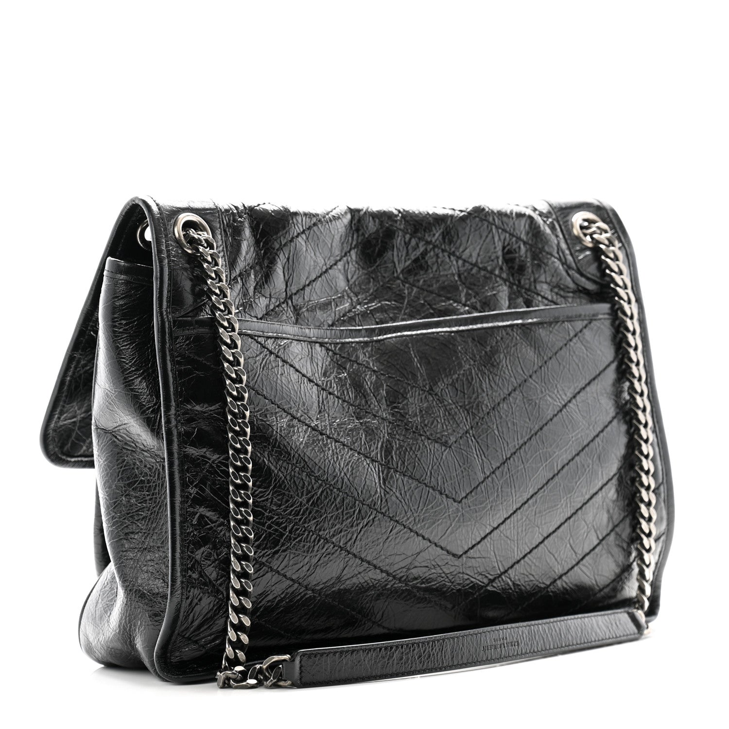 Saint Laurent Crinkled Calfskin Matelasse Monogram Medium Niki Chain Satchel Black 3 of 10