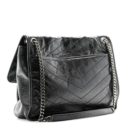 Saint Laurent Crinkled Calfskin Matelasse Monogram Medium Niki Chain Satchel Black 3 of 10