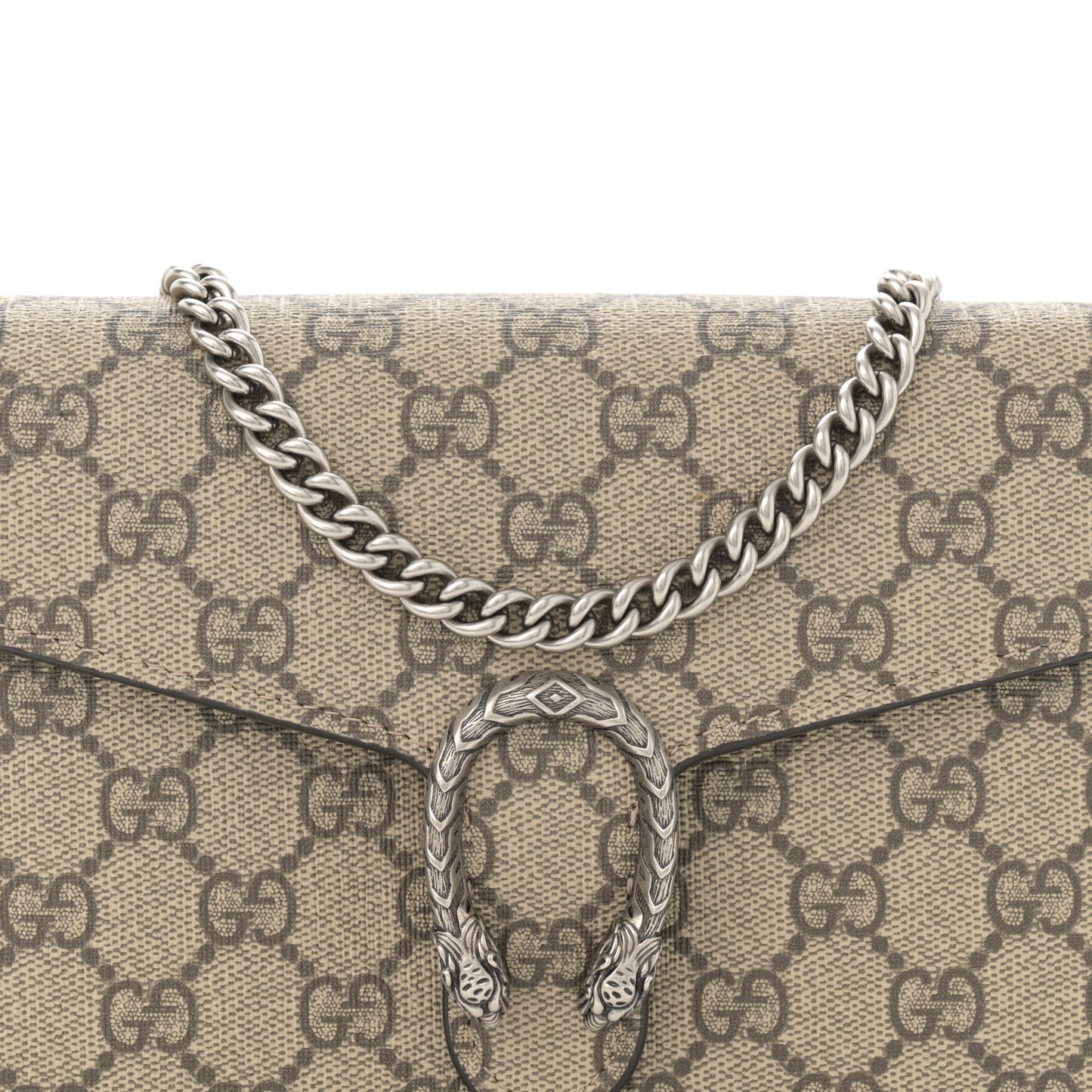 GG Supreme Monogram Mini Dionysus Chain Wallet Beige Taupe