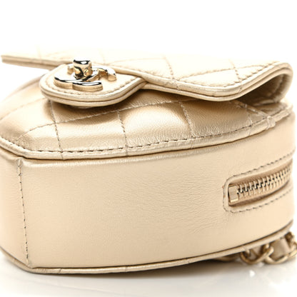 Chanel Metallic Lambskin Quilted CC In Love Heart Waist Belt Bag With Chain Gold 10 of 11