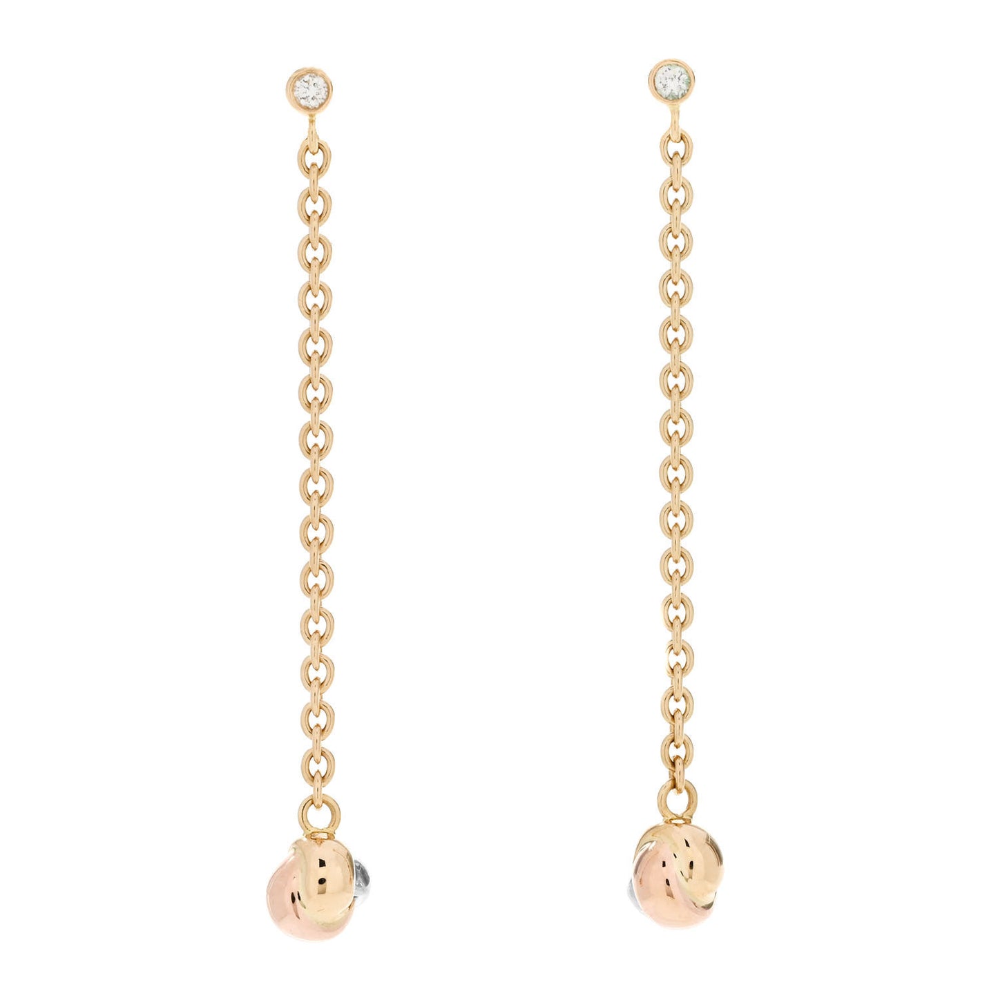 18K Pink Yellow White Gold Baby Trinity Drop Earrings
