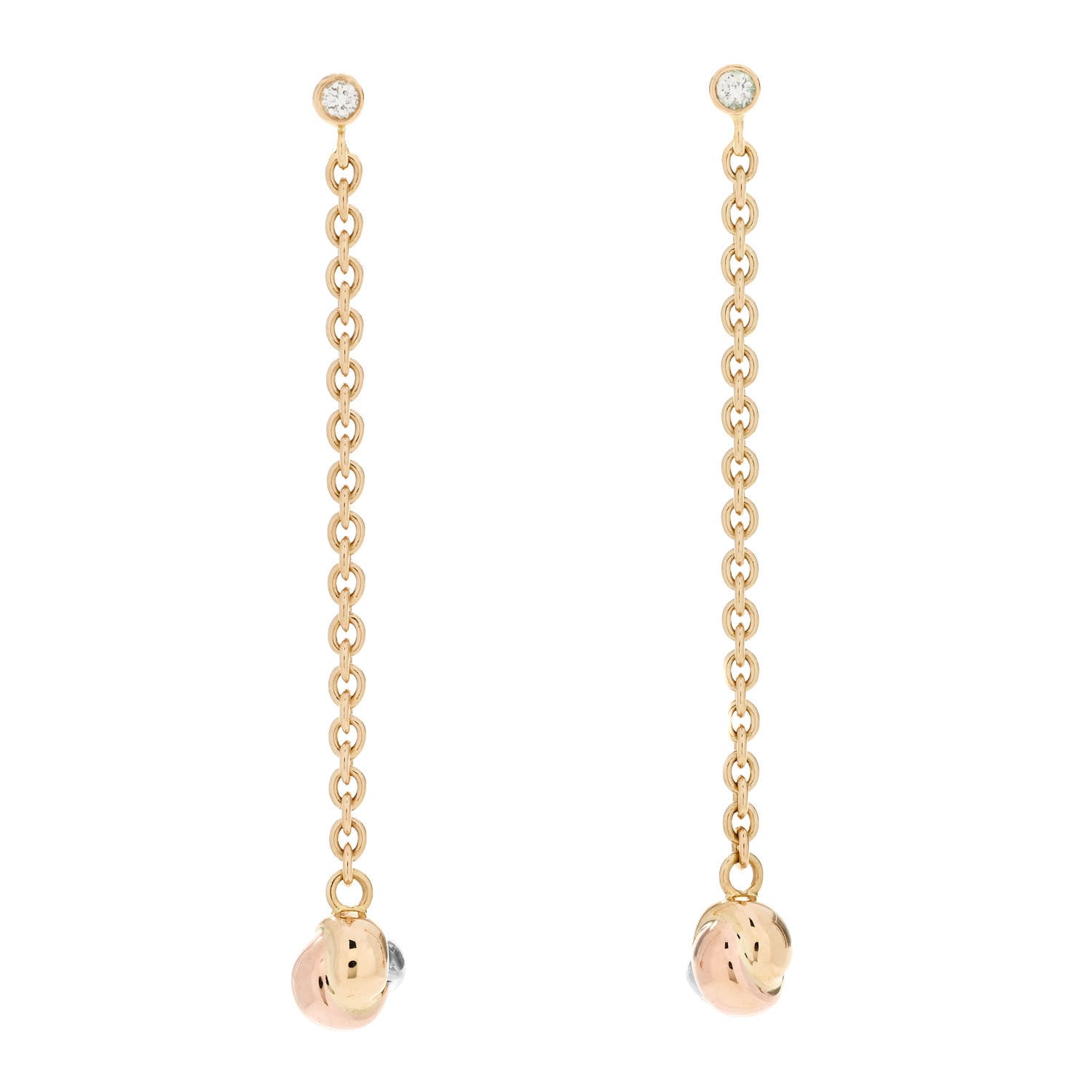 Cartier 18K Pink Yellow White Gold Baby Trinity Drop Earrings 1 of 4