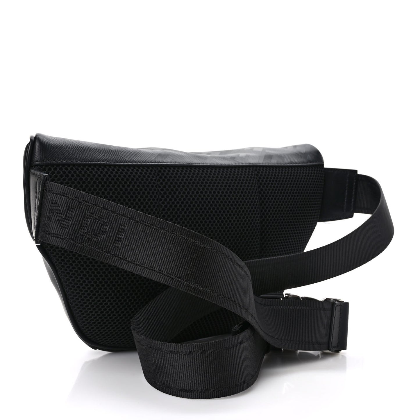 Vitello Grace King FF Lines Embossed Diagonal Belt Bag Black