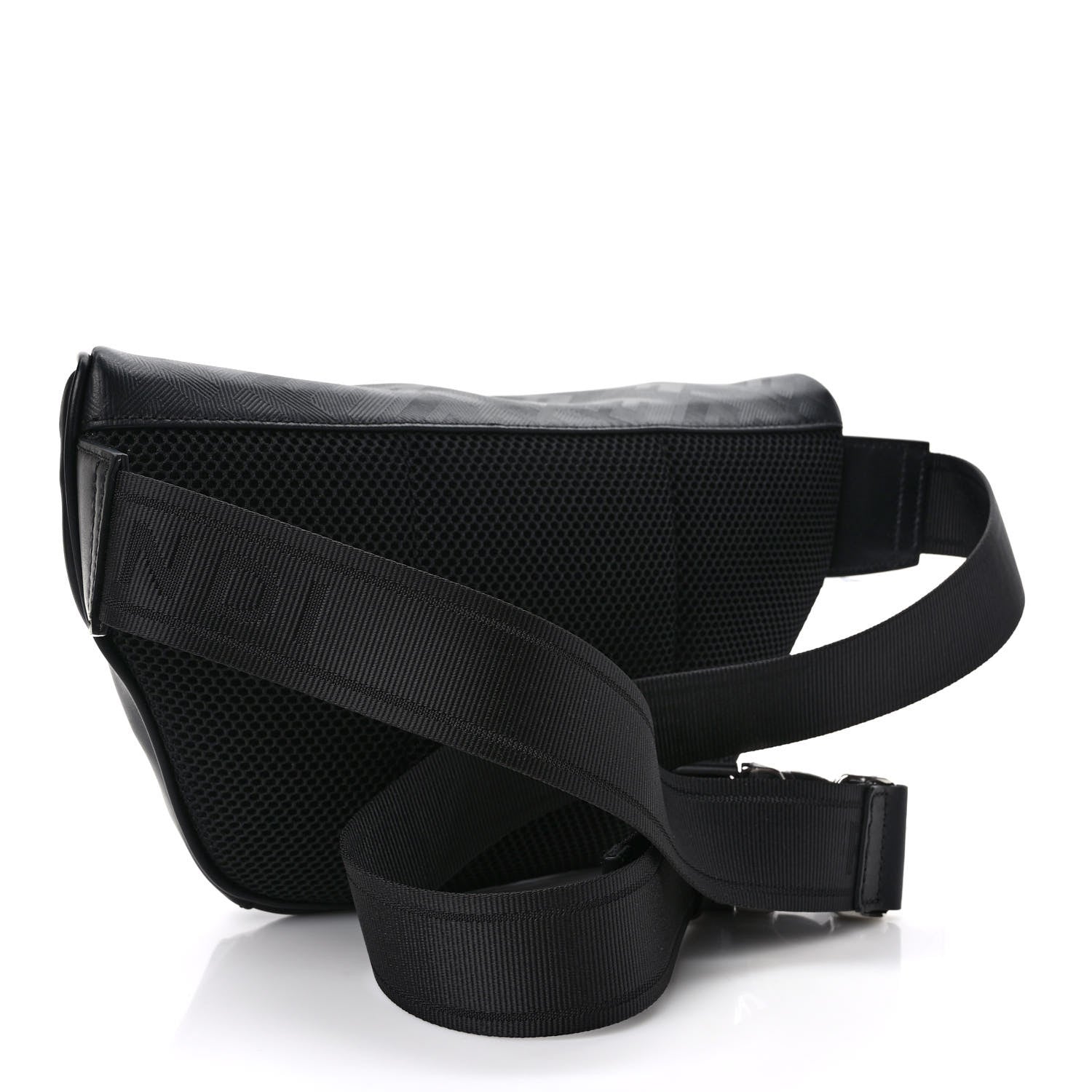 Fendi Vitello Grace King FF Lines Embossed Diagonal Belt Bag Black 3 of 8