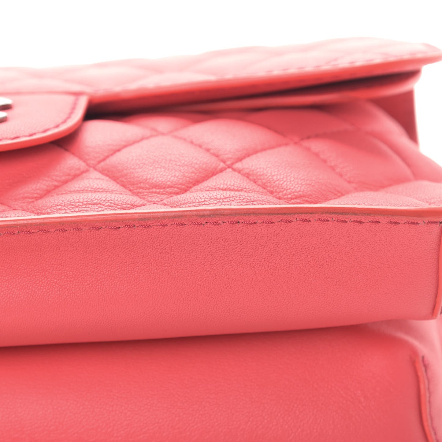 Lambskin Quilted Large Natural CC Flap Dark Pink