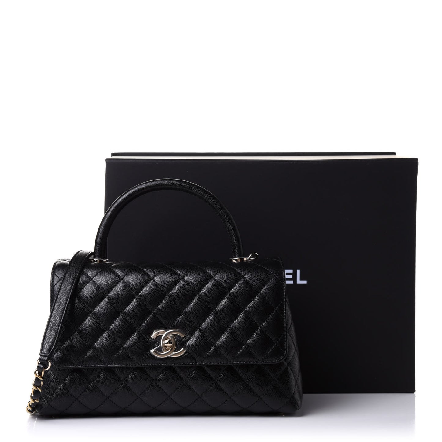 Caviar Quilted Small Coco Handle Flap Black